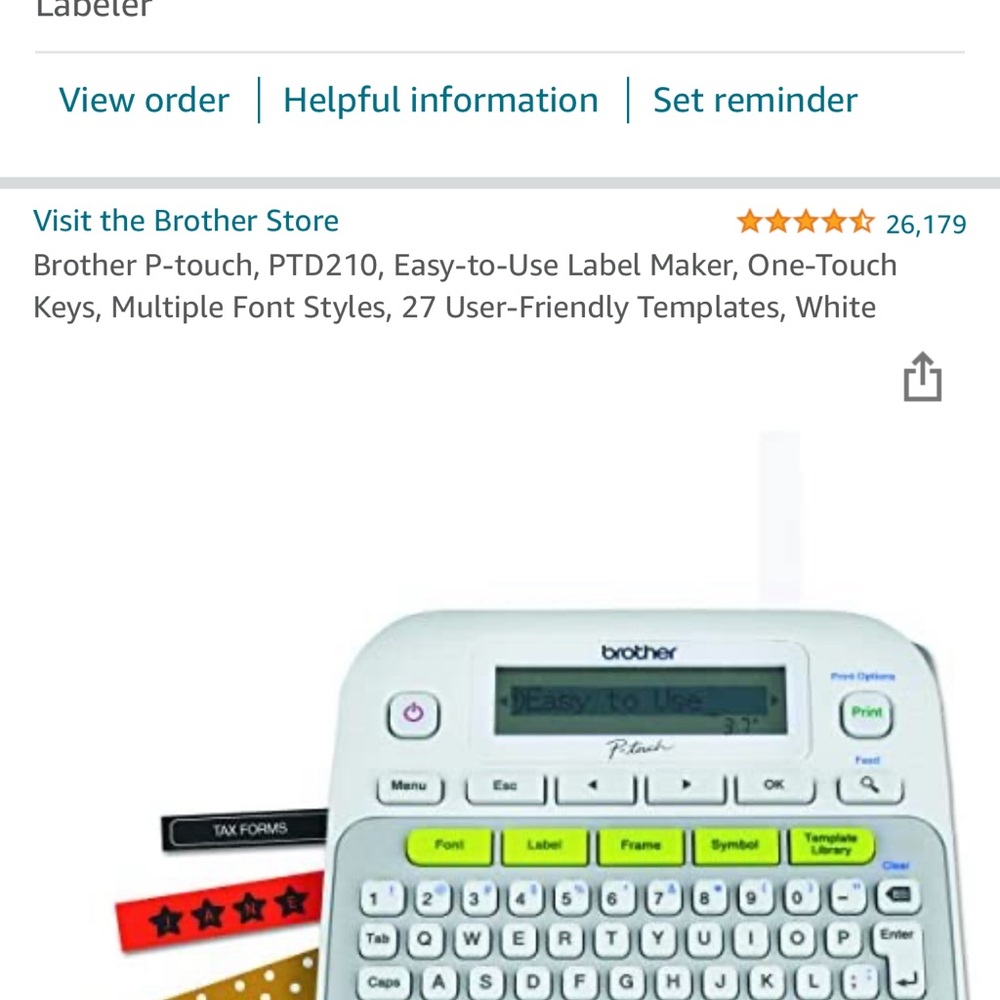 Brother P-touch PTD210 Label Maker - White